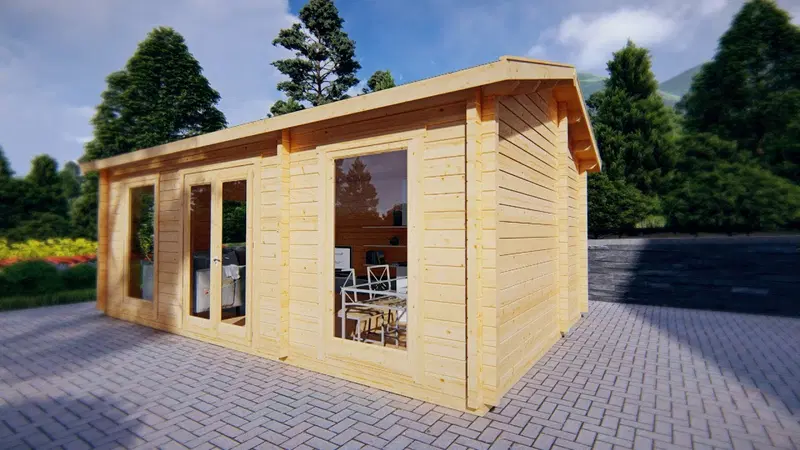 Attefallshus med badrum “Sverige A” 23m² / 6 x 4 m / 70mm