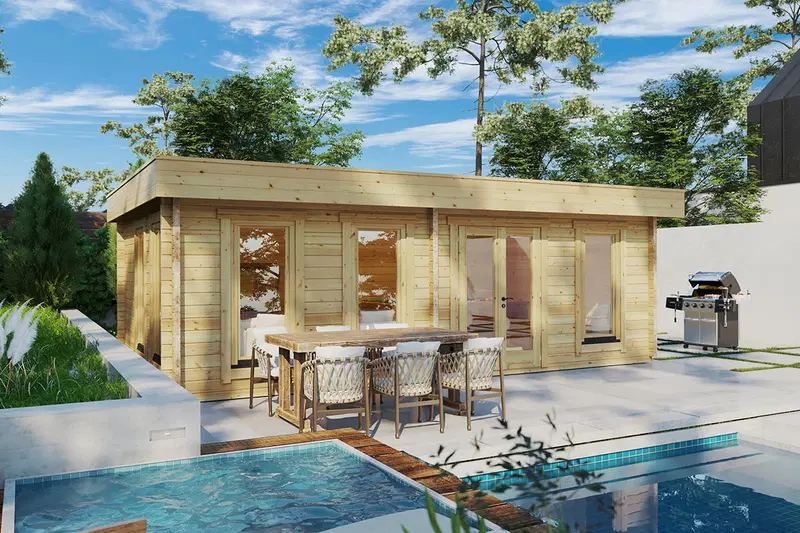 Timmerstuga “Garden Room E” 26m² / 7 x 4 m / 70mm