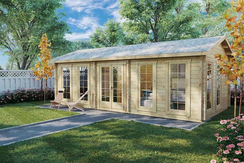 En sovrum timmerstuga “Sverige G” 28m² / 4 x 8 m / 70mm