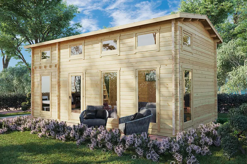 Attefallshus med loft “Sverige J” 27m² / 7 x 4 m / 70mm