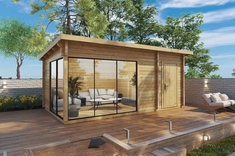 Timmerstuga med förråd “Aron” 16m² / 6 x 3 m / 70mm