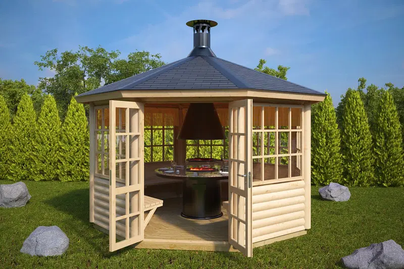 Grillkåta “Seattle L” 9m² / 4 x 4 m / 55mm