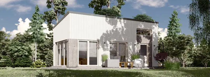 Attefallshus med loft LAILA (Isolerad, 44 mm + fasadbeklädnad), 8,2x3,6 m, 24 m² + 8 m² loft