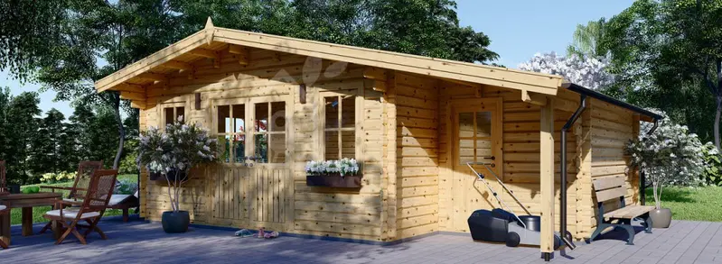 Attefallshus med förråd CLARA (44 mm), 7x4 m, 28 m²