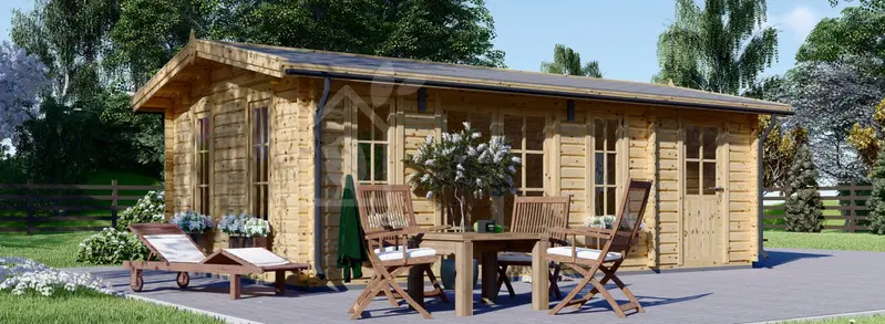 Attefallshus med förråd LEA (44 mm), 7x4 m, 28 m²