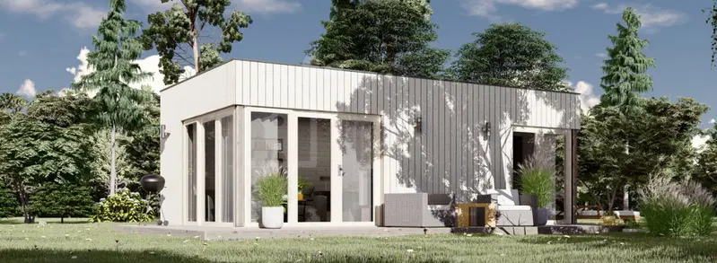Attefallshus PREMIUM (44 mm + fasadbeklädnad), 3,8x7,3 m, 24 m²