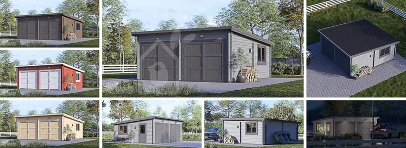 Dubbelgarage MODERN (44 mm), 6x6 m, 36 m² Snabb leverans