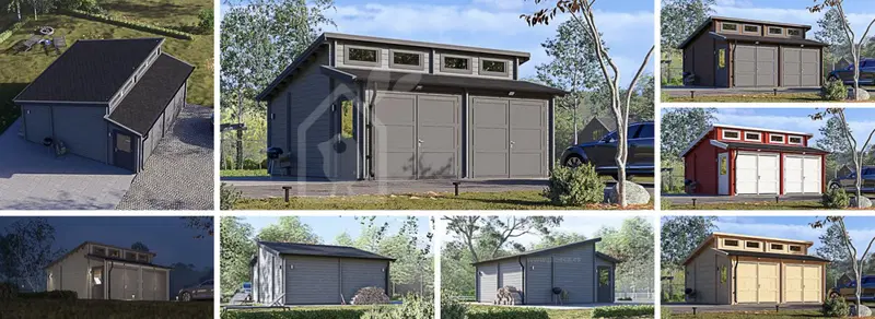 Dubbelgarage TWIN DUO (44 mm), 6x6 m, 36 m² Snabb leverans