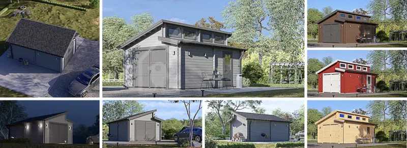 Enkelgarage TWIN (44 mm), 4x6 m, 24 m² Snabb leverans