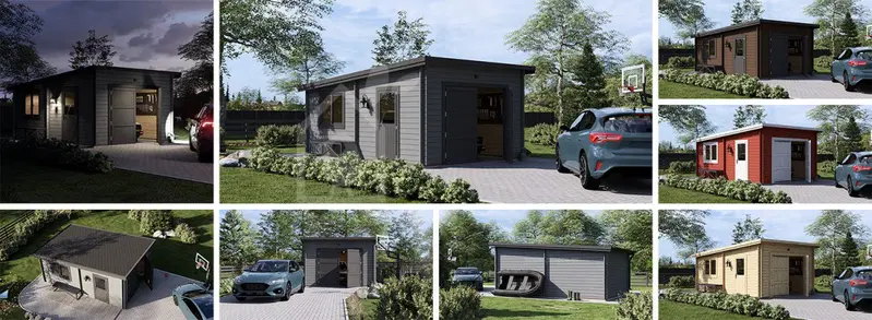 Enkelgarage MODERN (34 mm), 4x6 m, 24 m²