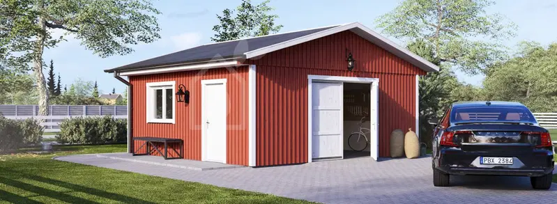 Garage byggsats - enkelgarage LORA, 6x6 m, 33 m²