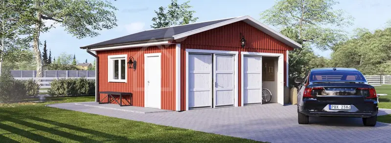 Garage byggsats - dubbelgarage LORA DUO, 6x6 m, 33 m²
