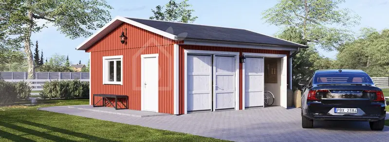 Garage byggsats - dubbelgarage LORA ALT DUO, 6x6 m, 33 m²
