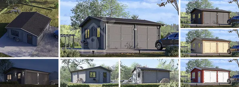 Dubbelgarage ALTERNATIVE (44 mm), 6x6 m, 36 m²