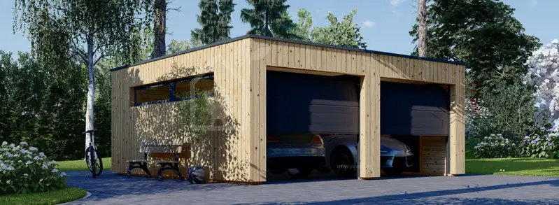Dubbelgarage SILVIA DUO F (34 mm + fasadbeklädnad), 6x6 m, 36 m²