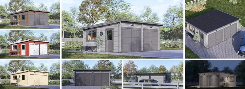 Dubbelgarage MODERN (44 mm), 6x5 m, 30 m²