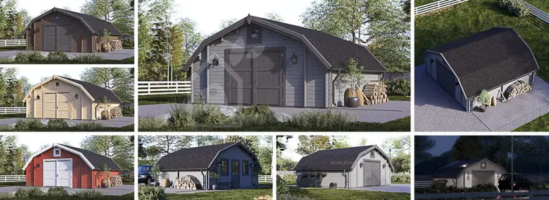 Enkelgarage TEXAS (44 mm), 6x6 m, 36 m²