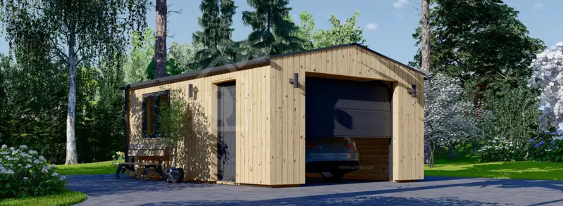 Enkelgarage SILVIA (34 mm + fasadbeklädnad), 4x6 m, 24 m²