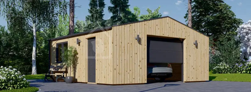 Enkelgarage SILVIA (34 mm + fasadbeklädnad), 6x6 m, 36 m²