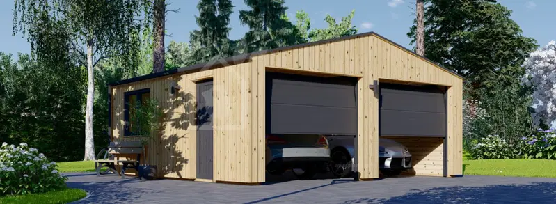 Dubbelgarage SILVIA DUO (34 mm + fasadbeklädnad), 6x6 m, 36 m²