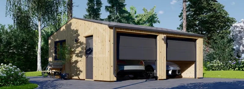 Dubbelgarage SILVIA DUO ALT (34 mm + fasadbeklädnad), 6x6 m, 36 m²