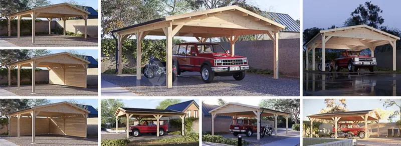 Enkel carport i trä CLASSIC, 5x5.7 m Snabb leverans