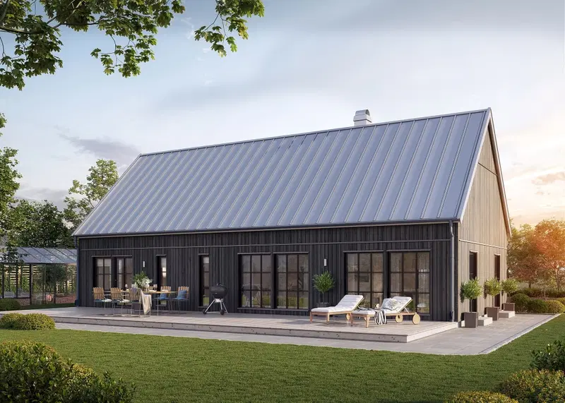 Modernt ladhus med loft och öppen planlösning