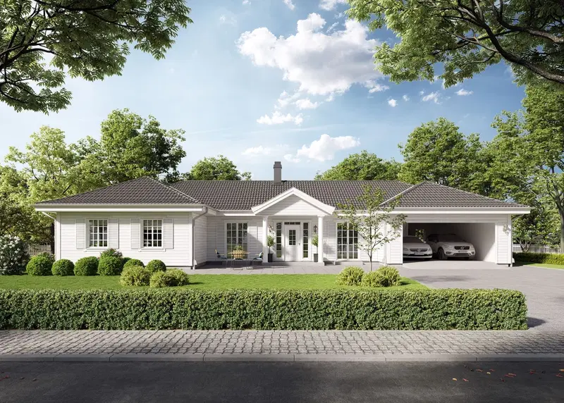 Stort enplanshus i New England-stil