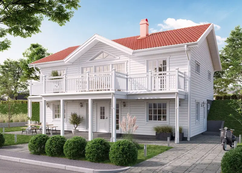 Arkitektritat sluttningshus i modern stil